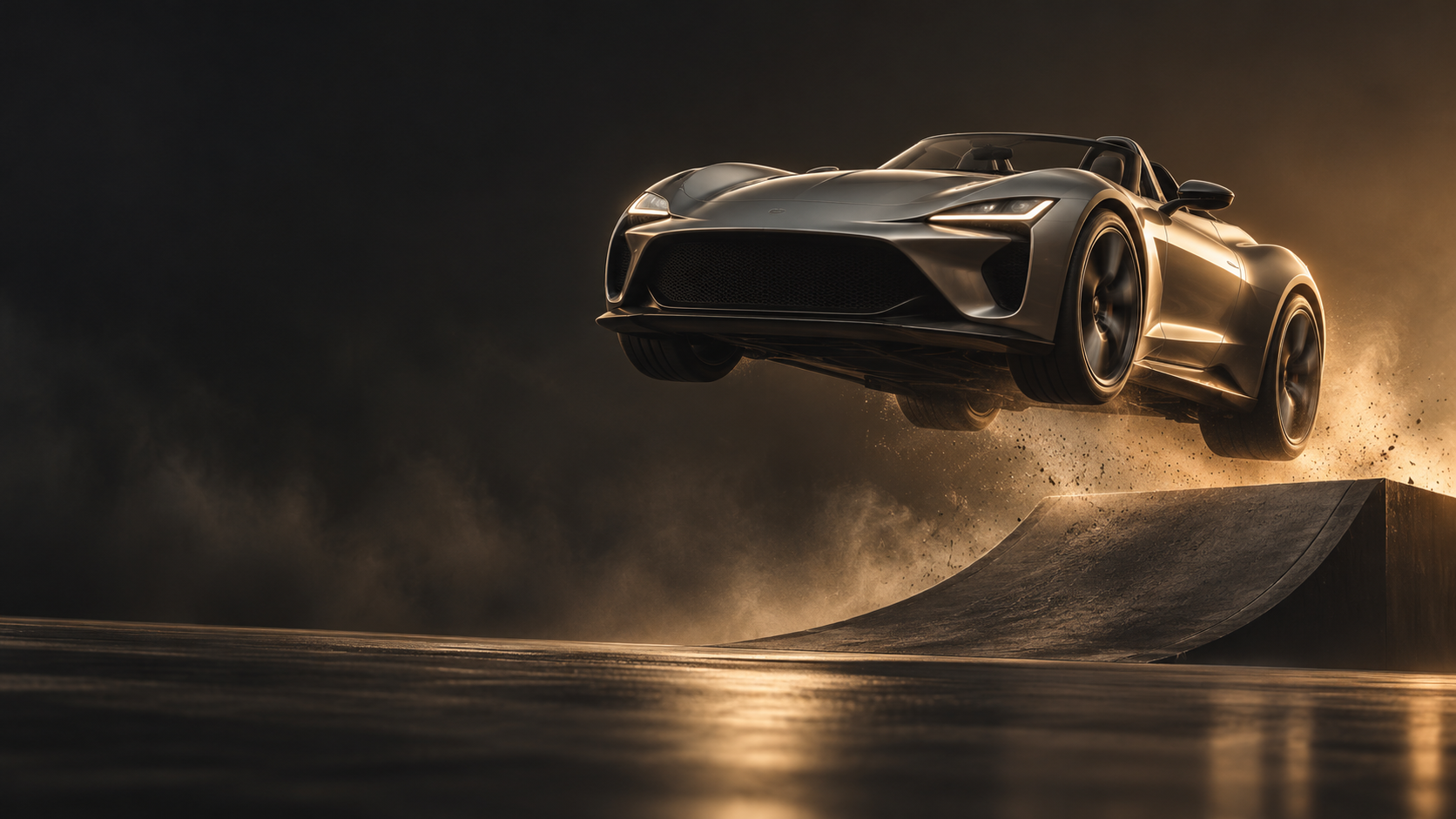 Fictional roadster in a cinematic vertical video frame